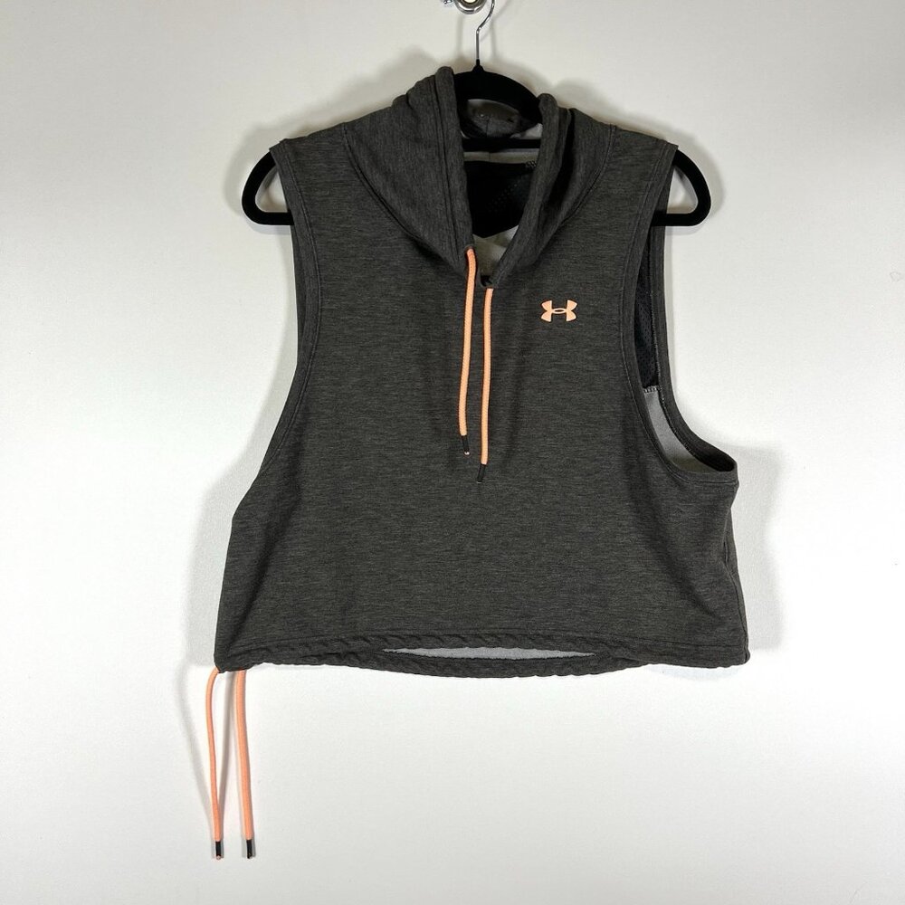 Under Armour Gray Funnel‎ Neck Sleeveless Sweatshirt Loose Fit Womens Sz Large